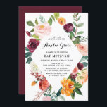 Invitación Acuarela Otoño Blooms Diamante Frame Bat Mitzvah<br><div class="desc">Invitar a la familia y amigos con esta invitación floral de otoño. Esta caprichosa invitación al murciélago mitzvah presenta flores de otoño ruidosas, naranjas y púrpura, vegetación y patrones de puntos de polka. Esta invitación floral es perfecta para eventos de otoño o otoño. Los textos son totalmente editables para cualquier...</div>