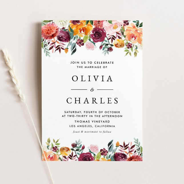 Invitación Acuarela Otoño Blooms Garland Fall Wedding (Subido por el creador)