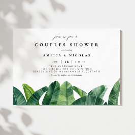 Invitación Acuarela Palm Banana Deja Ducha Pareja