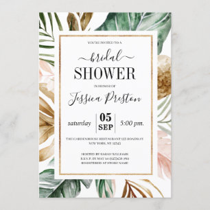 Invitación Acuarela Palm tropical deja ducha de novia