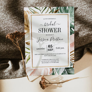 Invitación Acuarela Palm tropical deja ducha de novia