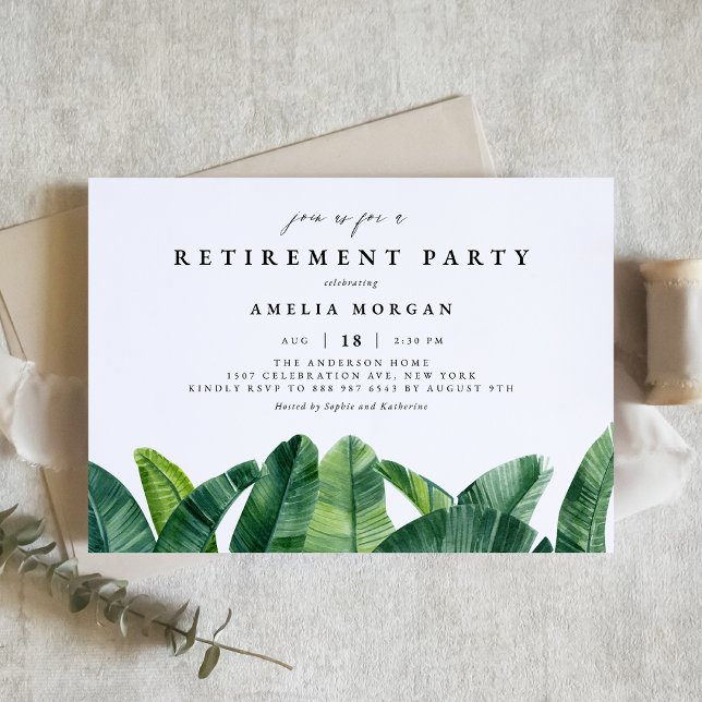Invitación Acuarela Palmilla Bananera deja Fiesta de retiro (Subido por el creador)
