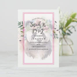 Invitación Acuarela Panda Flowers