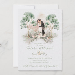 Invitación Acuarela Pareja Romántica Eucalyptus Floral