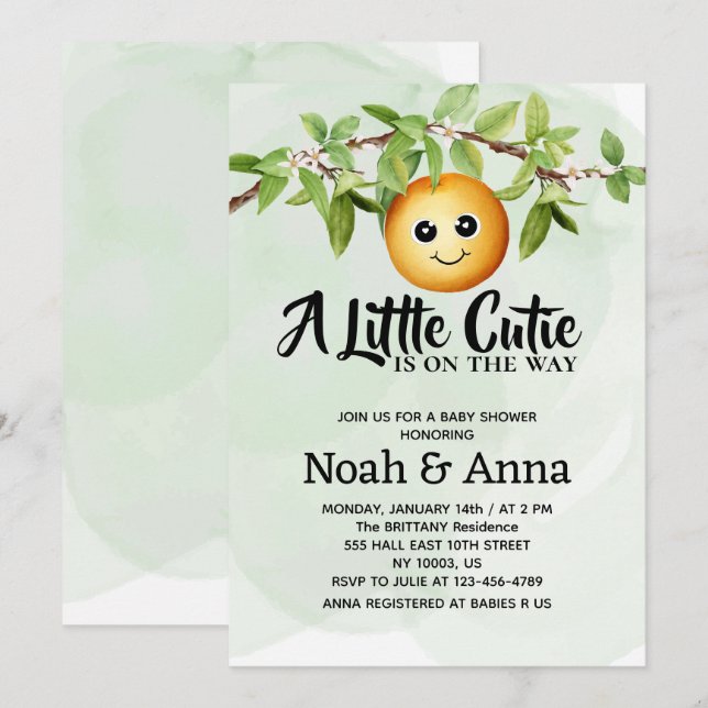 Invitación acuarela pequeña corbata está en camino de la duch (Anverso / Reverso)