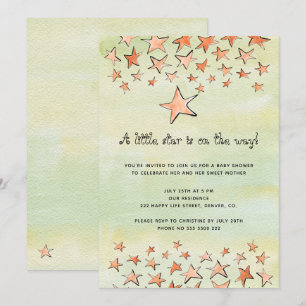 Invitación Acuarela pequeña estrella en camino baby shower