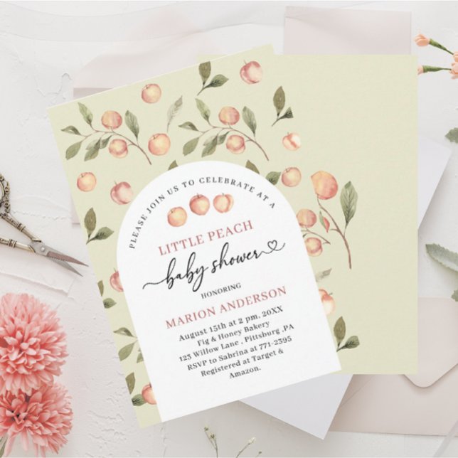 Invitación Acuarela Pequeña Peach Bebé ducha InvInvitación (Subido por el creador)