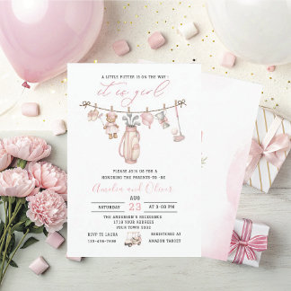 Invitación Acuarela pequeño putter está en camino baby shower
