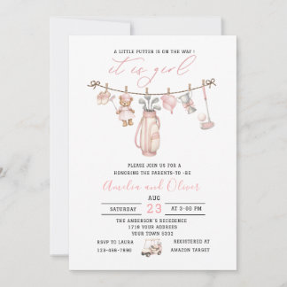 Invitación Acuarela pequeño putter está en camino baby shower