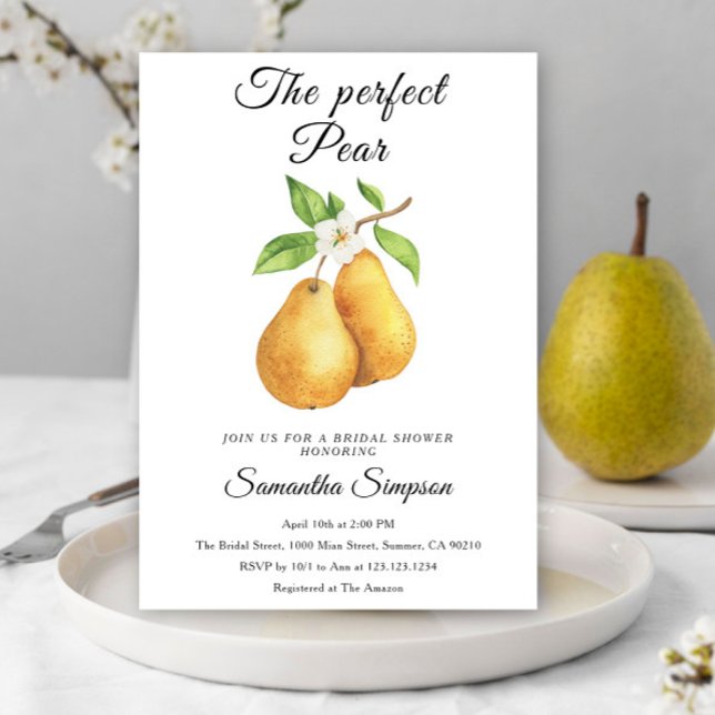 Invitación Acuarela Perfect Pear Floral Bridal Shower (Subido por el creador)