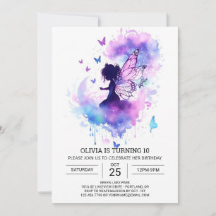 Invitación Acuarela Personalizado Fairy Birday