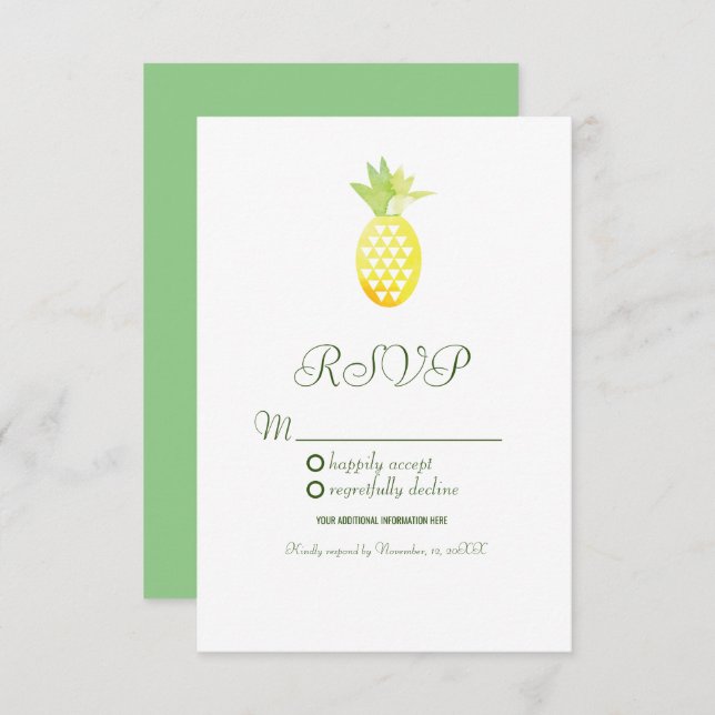 Invitación Acuarela Piña Oasis Geométrico Fruta (Anverso / Reverso)
