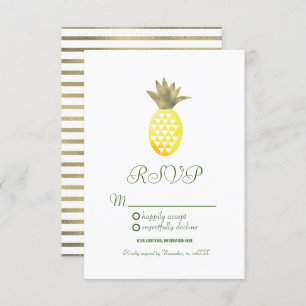 Invitación Acuarela Pineapple Oasis Geométrico Relieve metali