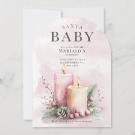 Invitación acuarela Pink ChristmasCandles 1ᵉʳ cumpleaños