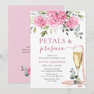 Invitación Acuarela Pink Hydrangea PETALS & Prosecco