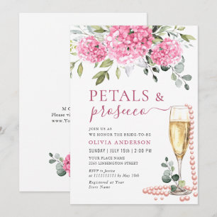 Invitación Acuarela Pink Hydrangea PETALS & Prosecco