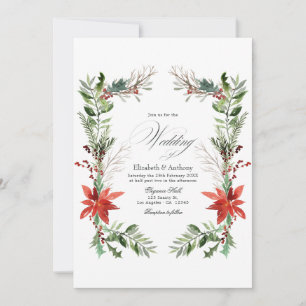 Invitación Acuarela Pino Nevado y Abeto Boda de Invierno