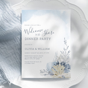 Invitación Acuarela Playa Bienvenido a la Cena de la Costa