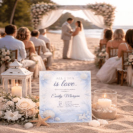Invitación Acuarela Playa Todo lo que veo es amor Despedida d