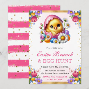 Invitación Acuarela Pollito de Primavera en Huevo Brunch de P