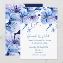 acuarela polvoriento azul floral azul marino    we