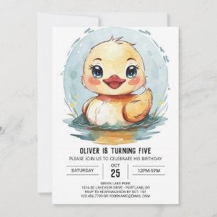 Invitación Acuarela Pond Duck Cumpleaños