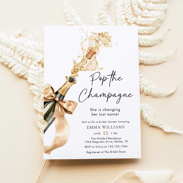 Invitación Acuarela Pop La Ducha De Novias De Champagne (Subido por el creador)