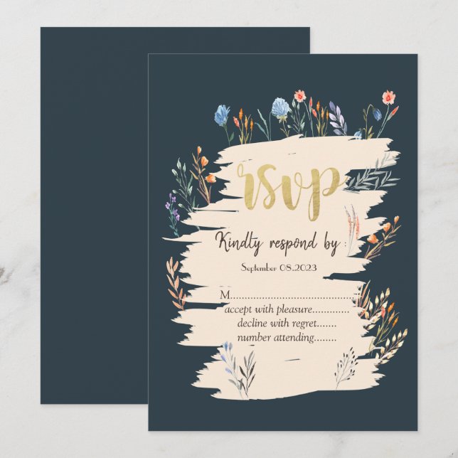 Invitación Acuarela Pradera de flores silvestres de primavera (Anverso / Reverso)