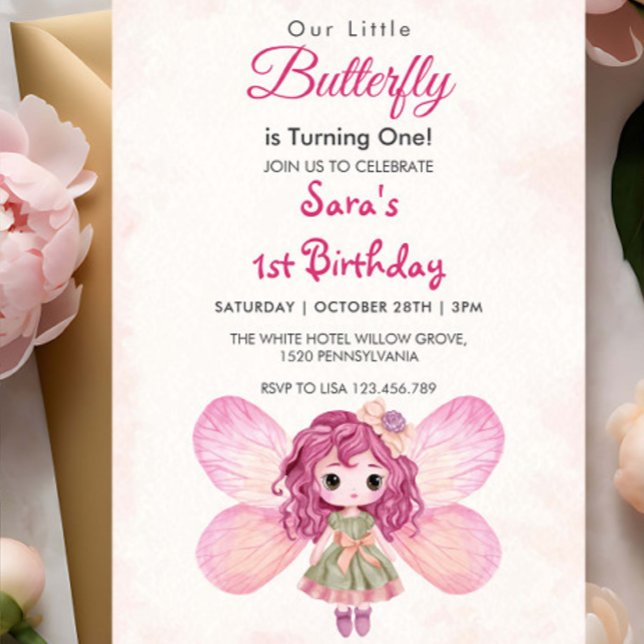 Invitación Acuarela Primera Chica de cumpleaños (Subido por el creador)