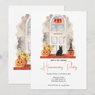 Invitación Acuarela Puerta delantera Halloween Calentamiento