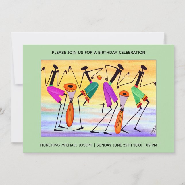 Invitación Acuarela que expresa felicidad (Anverso)