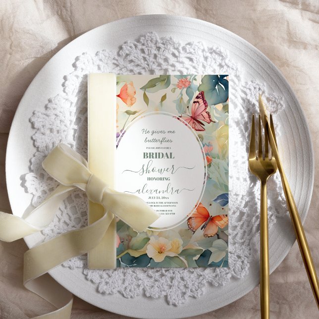 Invitación Acuarela Que Me Da Una Ducha De Novias De Mariposa (Subido por el creador)