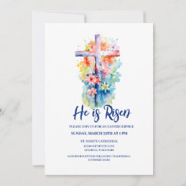 Invitación Acuarela que se eleva la flor religiosa de Pascua