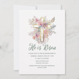 Invitación Acuarela que se eleva la flor religiosa de Pascua