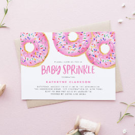 Invitación Acuarela Rasplante rosa Donuts Bebé Sprinkle