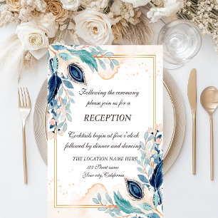 Invitación Acuarela Recepcion Floral Peacock