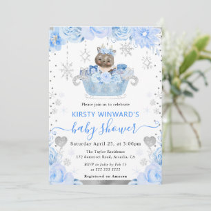 Invitación Acuarela Reno Ciervo Floral Shower de Bebé