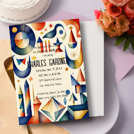 Invitación Acuarela Resumen Cumpleaños Cubista