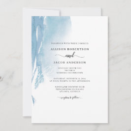 Invitación Acuarela Resumen Moda de Boda floral azul blanco a