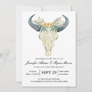 Invitación Acuarela Rodeo Rústico   Flores de Boda