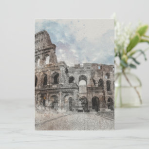 Invitación Acuarela Roma Coliseo – Viaje Italiano Elegante