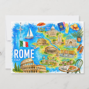 Invitación Acuarela Roma Italia Coliseo Lugar emblemático