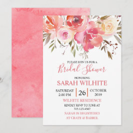 Invitación Acuarela Romántica Floral Bridal Shower