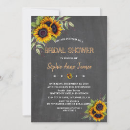 Invitación Acuarela romántica girasoles Madera ducha novia