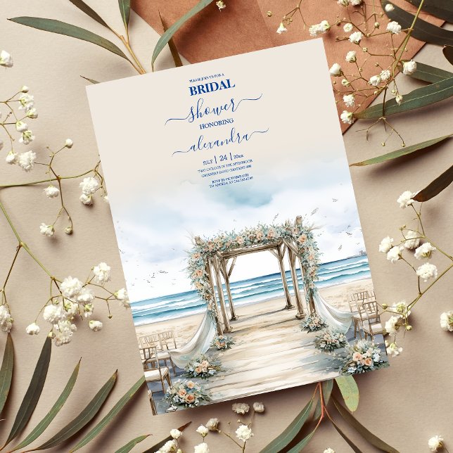 Invitación Acuarela Romántico Océano de Verano Bridal (Subido por el creador)