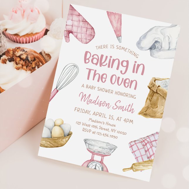 Invitación Acuarela Rosa Baking Baby Shower (Subido por el creador)