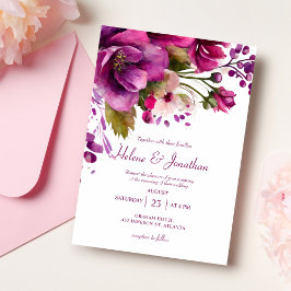Invitación Acuarela rosa Boda Botánica Moderna Elegante