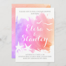 Invitación acuarela rosa, boda de estrellas con ducha
