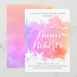 Invitación acuarela rosa, boda de pez estrella ducha de novia