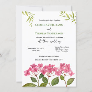 Invitación Acuarela Rosa boda Hydrangea Lacecaps